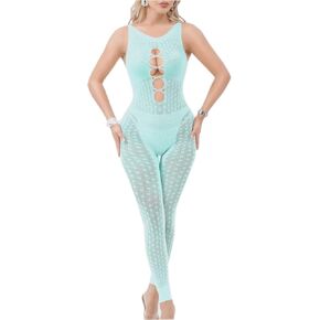 Women's Sexy Rhinestone See-through Mesh Knitted Jacquard Style Polka Dot Shapewear lingerie