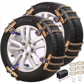 Snow Tire Chains, Universal Car Emergency Anti Slip Snow tire Chains, 6 Pack Winter Security Portable Adjustable Car Tire Snow Chains Width 225-275mm(8.9-10.8 inch) for Most Cars/SUV/Trucks