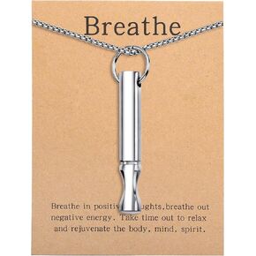 Mindfulness Breathing Necklace Stress Relief Pendant Stainless Steel Anxiety Breathe Necklace for Women Men