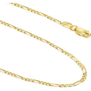 EVAYA Real Solid 14k Gold or Silver Figaro Chain (1.5mm-3mm Width, 16"-24" Length) - For Men & Women - Durable, Resistant to Tarnishing & Lasts a Lifetime in Kuwait