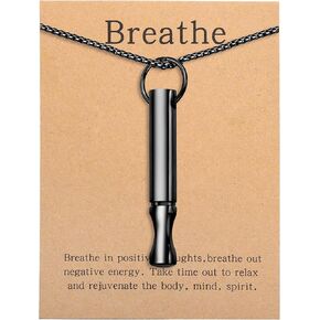 Mindfulness Breathing Necklace Stress Relief Pendant Stainless Steel Anxiety Breathe Necklace for Women Men