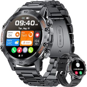 Military Smart Watch for Men(Answer/Dial Calls),5ATM Waterproof Fitness Watch,100 Sports Modes, with Blood Pressure/Heart Rate/SpO2 for Android/iOS,1.39''HD DIY Screen Smart Watch