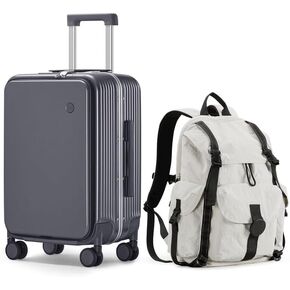 mixi 20 Inch Carry On Luggage with Cup Holder and 18 Inch Travel Backpack as a set