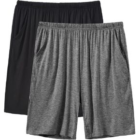 JINSHI Men’s Pajama Shorts Soft Comfortable Lightweight Elastic Drawstring Men Lounge Sleep Shorts with Pockets