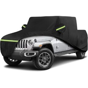 BORDAN Car Cover for Dodge Ram 1500 Crew Cab 5'7"or 6'4" Box, 420D Oxford Cloth All Weather Protection Waterproof Truck Car Cover, Length Up to 240" (Black), Not for Ram 1500 TRX/1500 Classic Series
