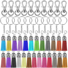 Selizo 100Pcs Key Chain Rings Bulk with Tassel for Tassel Keychain