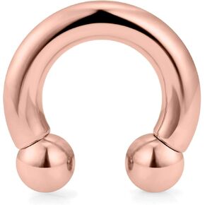 Kridzisw 2G 4G 6G 8G Large Septum Rings Ear Gauges Earrings 316L Surgical Steel Internally Threaded Rose Gold PA Ring Horseshoe Weight Lobe Earrings Pierceing Jewelry for Women Men Diameter 12mm 16mm