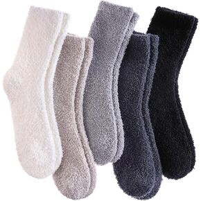 Womens Fuzzy Slipper Socks Super Soft Microfiber Fluffy Cozy Winter Warm Fuzzy Crew Socks