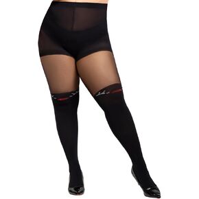 Yilanmy Christmas Tights Plus Size Black Patterned Tights High Waist Pantyhose for Women