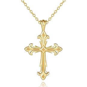 Cross Necklace 14K Gold Cross Necklaces for Women Crucifix Necklace Gold Cross Pendant 45+8cm Gifts for Women