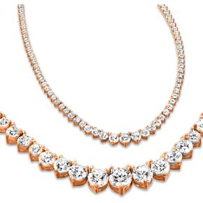 3 to 20 Carat LAB GROWN Round 14K White Gold 17 "Graduating Diamond Tennis Riviera Necklace (E-F Color, SI1-SI2 Clarity) Graduating Premium Collection 3 Prong