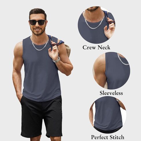Men's 2 Pack Workout Tank Top Sleeveless Casual Running Gym Muscle Bodybuilding Casual Tees in Saudi Arabia