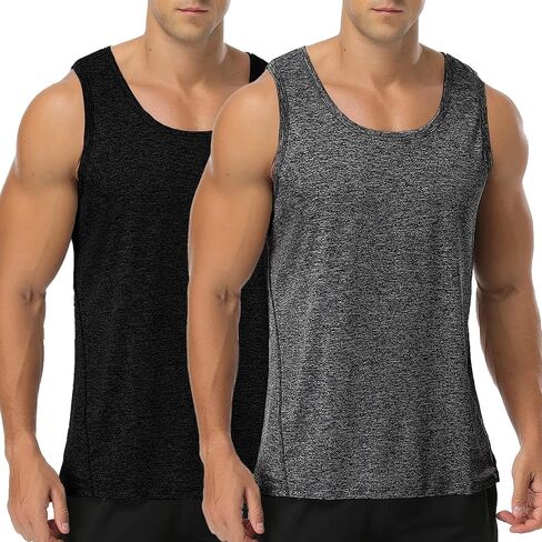 Babioboa Men's 2 Pack Workout Tank Tops Gym Athletic Sleeveless T-Shirts Fitness Bodybuilding Muscle Shirts in Saudi Arabia