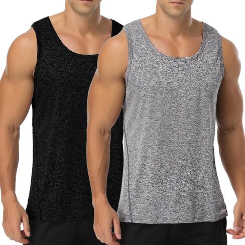 Babioboa Men's 2 Pack Workout Tank Tops Gym Athletic Sleeveless T-Shirts Fitness Bodybuilding Muscle Shirts in Saudi Arabia