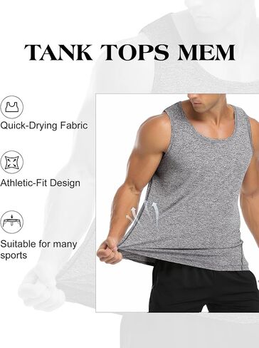 Babioboa Men's 2 Pack Workout Tank Tops Gym Athletic Sleeveless T-Shirts Fitness Bodybuilding Muscle Shirts in Saudi Arabia