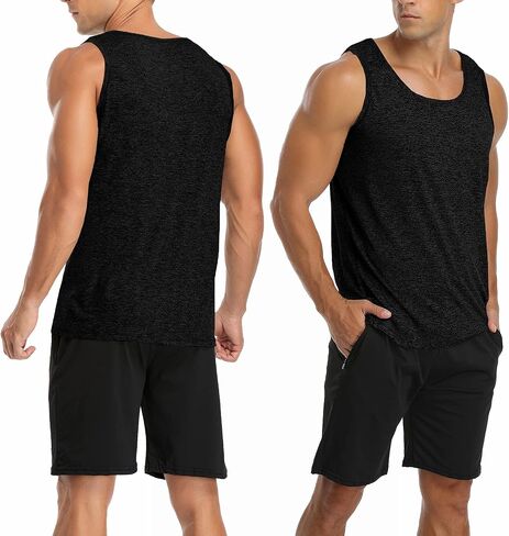 Babioboa Men's 2 Pack Workout Tank Tops Gym Athletic Sleeveless T-Shirts Fitness Bodybuilding Muscle Shirts in Saudi Arabia