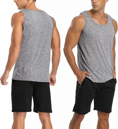 Babioboa Men's 2 Pack Workout Tank Tops Gym Athletic Sleeveless T-Shirts Fitness Bodybuilding Muscle Shirts in Saudi Arabia