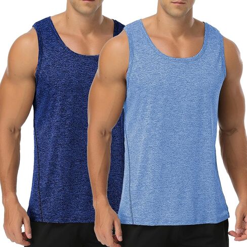 Babioboa Men's 2 Pack Workout Tank Tops Gym Athletic Sleeveless T-Shirts Fitness Bodybuilding Muscle Shirts in Saudi Arabia