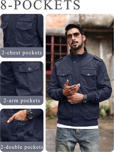TACVASEN Men's Jackets Military Jackets Cargo Jackets Working Jackets with Multi Pockets in Saudi Arabia