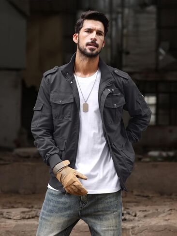 TACVASEN Men's Jackets Military Jackets Cargo Jackets Working Jackets with Multi Pockets in Saudi Arabia