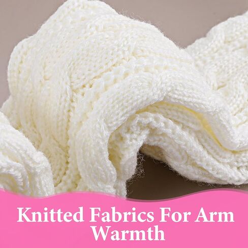 White Arm Warmers Long Fingerless Gloves Arm Warmers Cashmere Blended Arm Warmer Winter Long Fingerless Gloves Knit Mitten Gloves Arm Sleeves for Women with Thumb Hole in Saudi Arabia