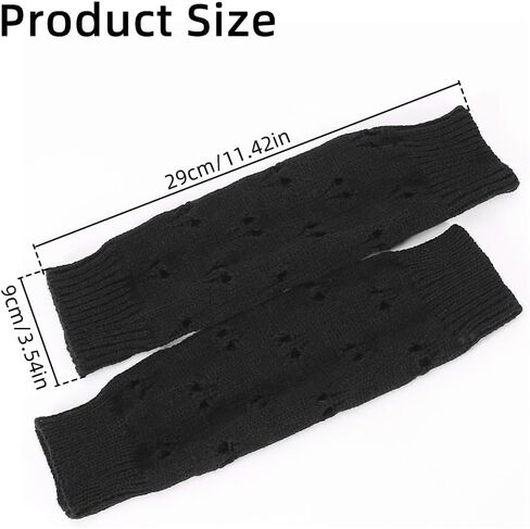 2 Pairs Black Grunge Gloves Fairy Crochet Fingerless Gloves Winter Soft Knit Thumb Hole Hand Arm Warmers Ripped Gloves Knitted Wrist Warmer Mittens for Women Unisex Typing Driving Supplies in Saudi Arabia