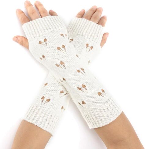2 Pairs Black Grunge Gloves Fairy Crochet Fingerless Gloves Winter Soft Knit Thumb Hole Hand Arm Warmers Ripped Gloves Knitted Wrist Warmer Mittens for Women Unisex Typing Driving Supplies in Saudi Arabia