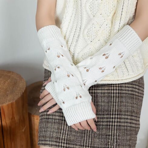 2 Pairs Black Grunge Gloves Fairy Crochet Fingerless Gloves Winter Soft Knit Thumb Hole Hand Arm Warmers Ripped Gloves Knitted Wrist Warmer Mittens for Women Unisex Typing Driving Supplies in Saudi Arabia
