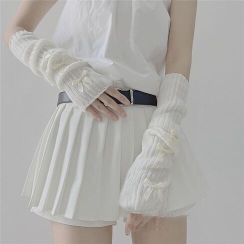 Women's Cute Y2K Arm Warmers Kawaii Knitted Arm Sleeve Gothic Punk Style Fingerless Sleeve for Women in Saudi Arabia