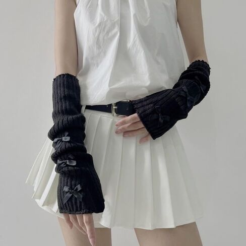 Women's Cute Y2K Arm Warmers Kawaii Knitted Arm Sleeve Gothic Punk Style Fingerless Sleeve for Women in Saudi Arabia