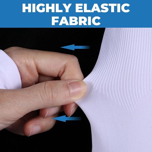 White Arm Sleeves Arm Sleeves with Thumb Holes Women Men UV Protection Cooling Arm Sleeves Women's Arm Warmers Long White Fingerless Gloves Compression Long Arm Cover in Saudi Arabia
