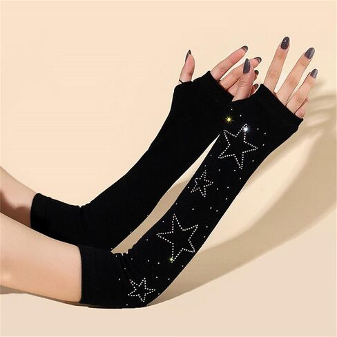 Long Arm Warmers Y2k Fingerless Warm Gloves with Thumb Hole in Saudi Arabia