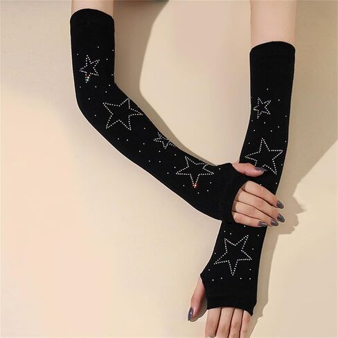 Long Arm Warmers Y2k Fingerless Warm Gloves with Thumb Hole in Saudi Arabia