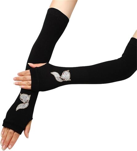 Long Arm Warmers Y2k Fingerless Warm Gloves with Thumb Hole in Saudi Arabia