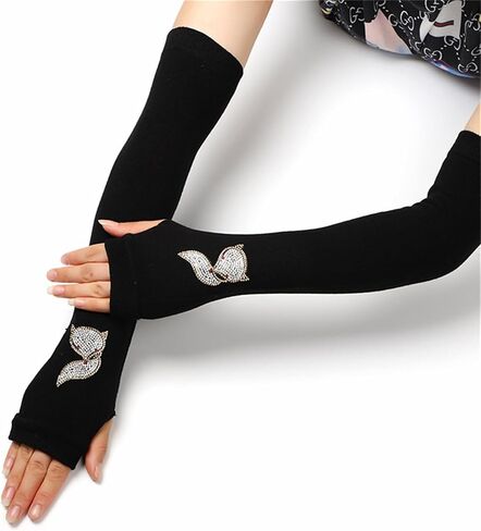 Long Arm Warmers Y2k Fingerless Warm Gloves with Thumb Hole in Saudi Arabia
