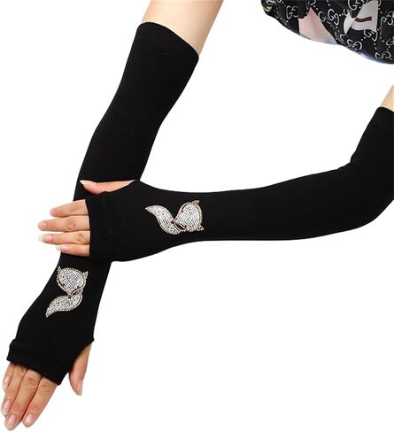 Long Arm Warmers Y2k Fingerless Warm Gloves with Thumb Hole in Saudi Arabia