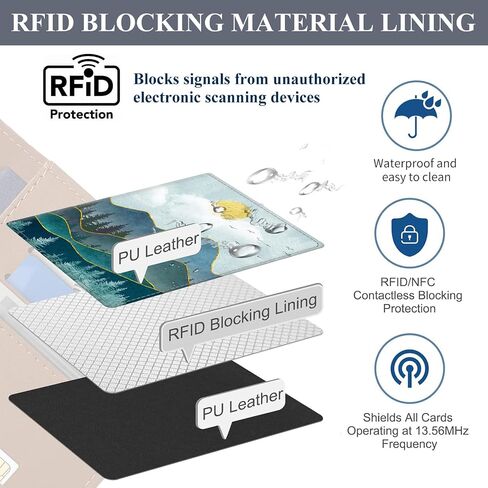 حامل جواز السفر لأساسيات السفر، جراب محفظة من الجلد الفاخر RFID لملحقات السفر التي يجب اقتناؤها، حامل كتب جواز السفر للنساء والرجال والجبال اللطيفة in Saudi Arabia