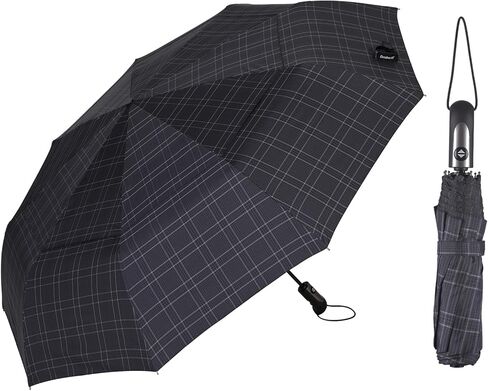 54 inch Large Compact Umbrella 3 Folding Umbrella for Rain Oversized Auto Open Close Travel Umbrella Vented Double Windproof Telescopic Umbrella in Kuwait