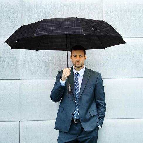 54 inch Large Compact Umbrella 3 Folding Umbrella for Rain Oversized Auto Open Close Travel Umbrella Vented Double Windproof Telescopic Umbrella in Kuwait