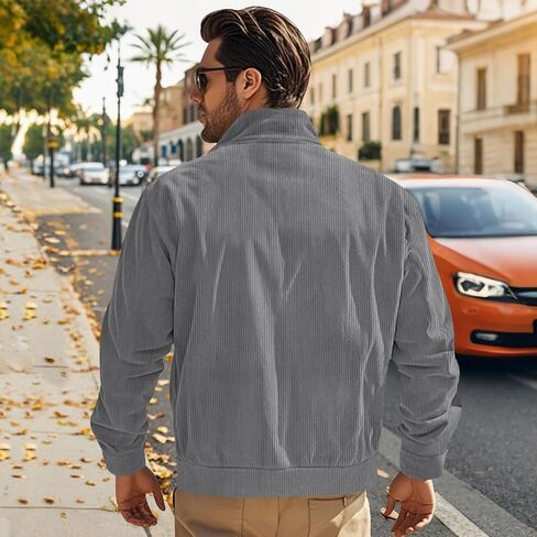Mens Corduroy Shirt Jacket Casual Long Sleeve Button Down Shirts Lightweight Drawstring Shacket Overshirt with Pockets in Saudi Arabia