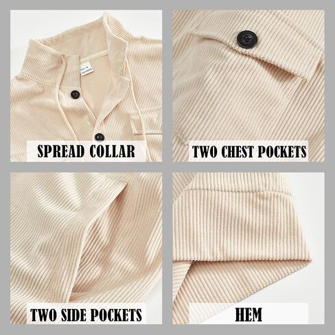 Mens Corduroy Shirt Jacket Casual Long Sleeve Button Down Shirts Lightweight Drawstring Shacket Overshirt with Pockets in Saudi Arabia