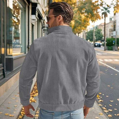 Mens Corduroy Shirt Jacket Casual Long Sleeve Button Down Shirts Lightweight Drawstring Shacket Overshirt with Pockets in Saudi Arabia
