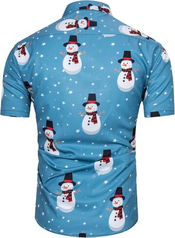 قميص عيد الميلاد الرجالي من TUNEVUSE قمصان عيد الميلاد القبيحة سانتا كلوز مطبوعة بأكمام قصيرة ومضحكة غير رسمية من هاواي لعيد الميلاد in Kuwait