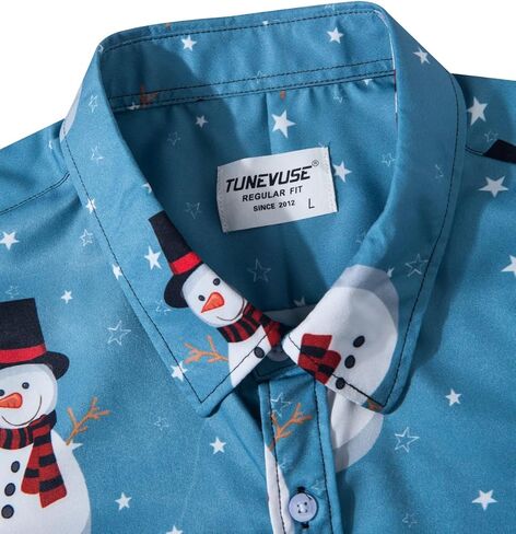 قميص عيد الميلاد الرجالي من TUNEVUSE قمصان عيد الميلاد القبيحة سانتا كلوز مطبوعة بأكمام قصيرة ومضحكة غير رسمية من هاواي لعيد الميلاد in Kuwait