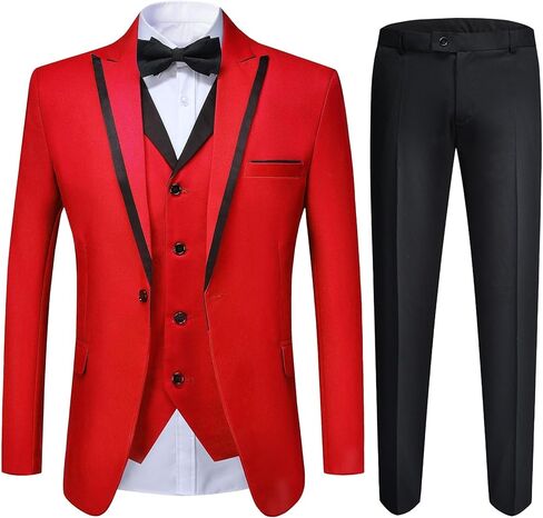 YFFUSHI Men's 3 Piece Suit Slim Fit Notched Lapel One Button Solid Jacket Vest Pants in Saudi Arabia