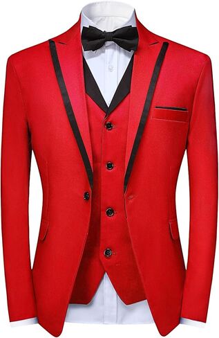 YFFUSHI Men's 3 Piece Suit Slim Fit Notched Lapel One Button Solid Jacket Vest Pants in Saudi Arabia