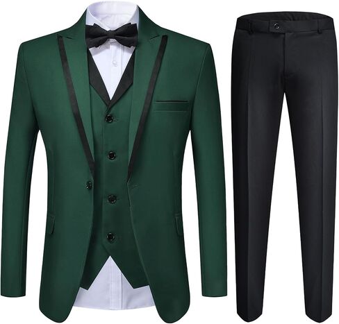 YFFUSHI Men's 3 Piece Suit Slim Fit Notched Lapel One Button Solid Jacket Vest Pants in Saudi Arabia