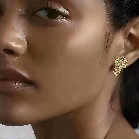 Gold Nugget Stud Pierced In Copper Gold Nugget Earrings for Men in Saudi Arabia