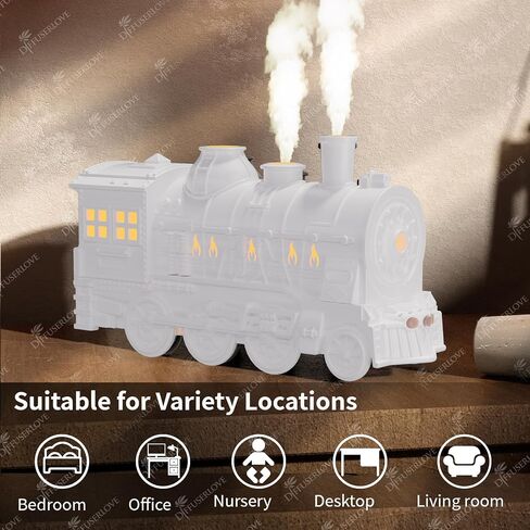 Diffuserlove Essential Oil Diffuser 300ML Train Cool Mist Humidifier Quiet Aromatherapy Diffuser with Night Light for Bedroom Desk in Kuwait