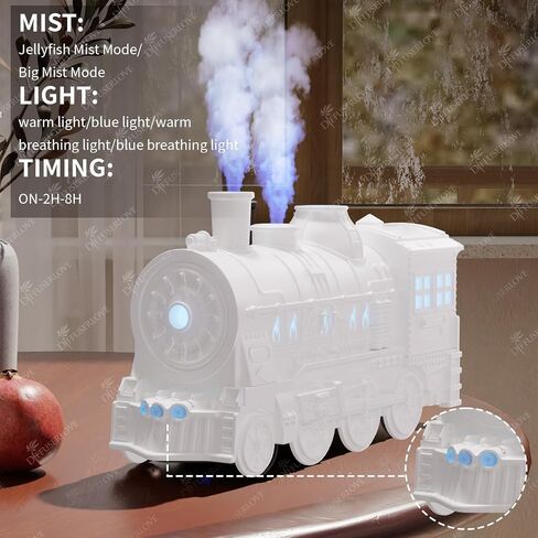 Diffuserlove Essential Oil Diffuser 300ML Train Cool Mist Humidifier Quiet Aromatherapy Diffuser with Night Light for Bedroom Desk in Kuwait